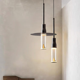 Solara Lampe suspendue en acrylique avec plaque de chapeau chromée moderne