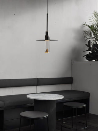Solara Lampe suspendue en acrylique avec plaque de chapeau chromée moderne