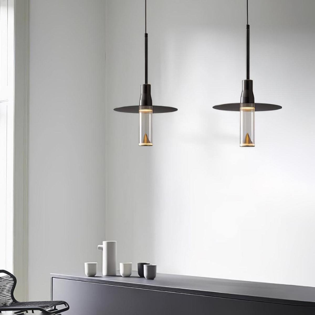 Darelise Lampe suspendue en acrylique avec plaque de chapeau chromée moderne