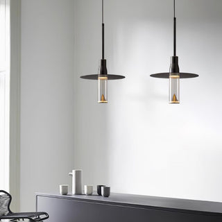 Solara Lampe suspendue en acrylique avec plaque de chapeau chromée moderne