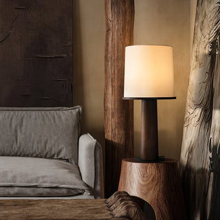 Rinirielle Lampe de Table Contemporaine en Bois Et Tissu