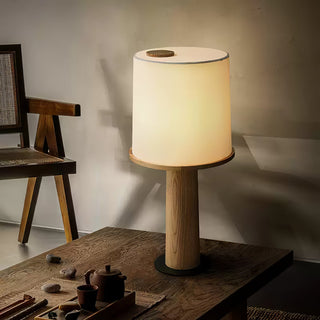 Rinirielle Lampe de Table Contemporaine en Bois Et Tissu
