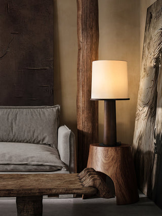 Rinirielle Lampe de Table Contemporaine en Bois Et Tissu