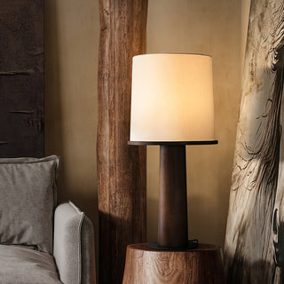 Rinirielle Lampe de Table Contemporaine en Bois Et Tissu