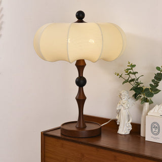 Lumae Lampe de Table en Bois Et Tissu Rétro