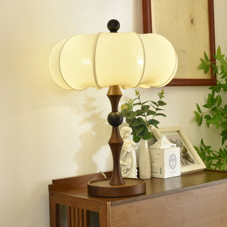 Lumae Lampe de Table en Bois Et Tissu Rétro