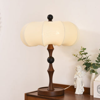 Lumae Lampe de Table en Bois Et Tissu Rétro