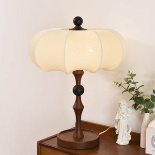 Lumae Lampe de Table en Bois Et Tissu Rétro