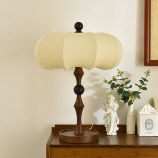 Lumae Lampe de Table en Bois Et Tissu Rétro