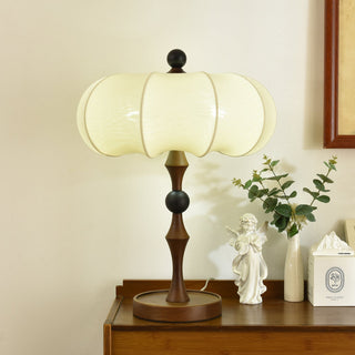 Lumae Lampe de Table en Bois Et Tissu Rétro