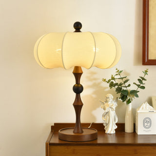 Lumae Lampe de Table en Bois Et Tissu Rétro