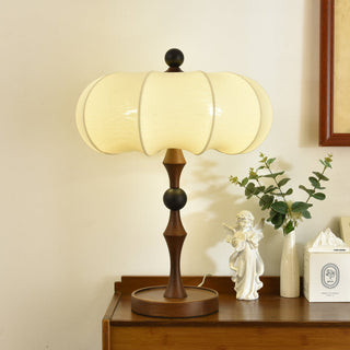 Lumae Lampe de Table en Bois Et Tissu Rétro