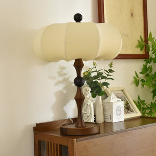 Lumae Lampe de Table en Bois Et Tissu Rétro