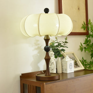 Lumae Lampe de Table en Bois Et Tissu Rétro