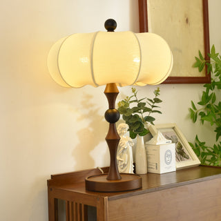 Lumae Lampe de Table en Bois Et Tissu Rétro