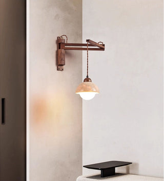 Adjustable Travertine Dome Wall Sconce-Neutral Decor