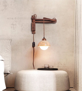 Adjustable Travertine Dome Wall Sconce-Neutral Decor