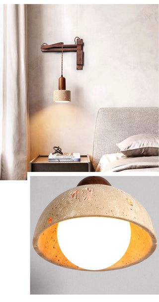 Adjustable Travertine Dome Wall Sconce-Neutral Decor