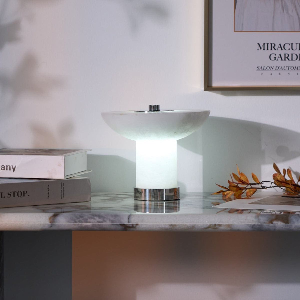 Eurnoran Lampe de Table en Albâtre à Forme de Champignon