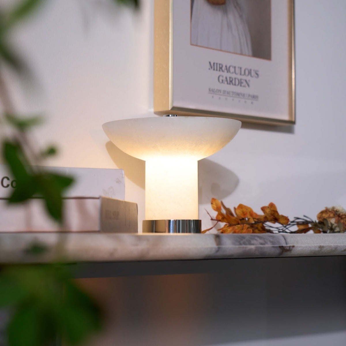 Eurnoran Lampe de Table en Albâtre à Forme de Champignon
