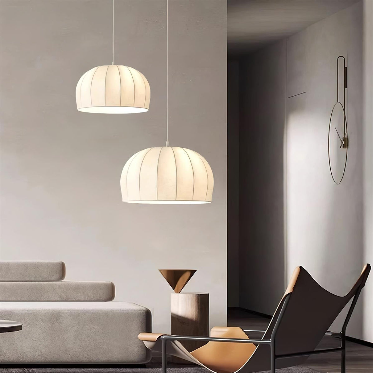 Nova White Fabric Dome Pendant Light-Neutral Decor