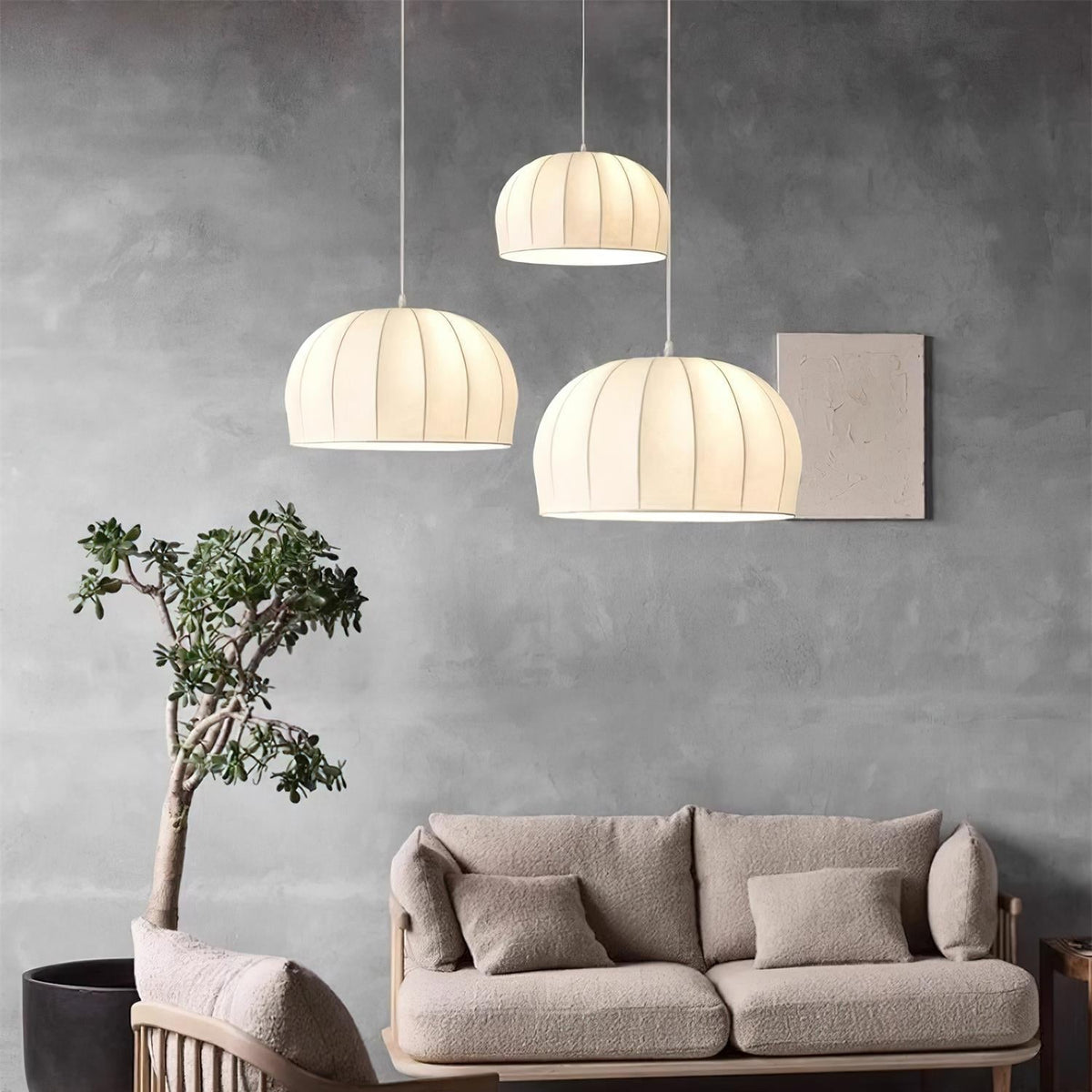 Nova White Fabric Dome Pendant Light-Neutral Decor