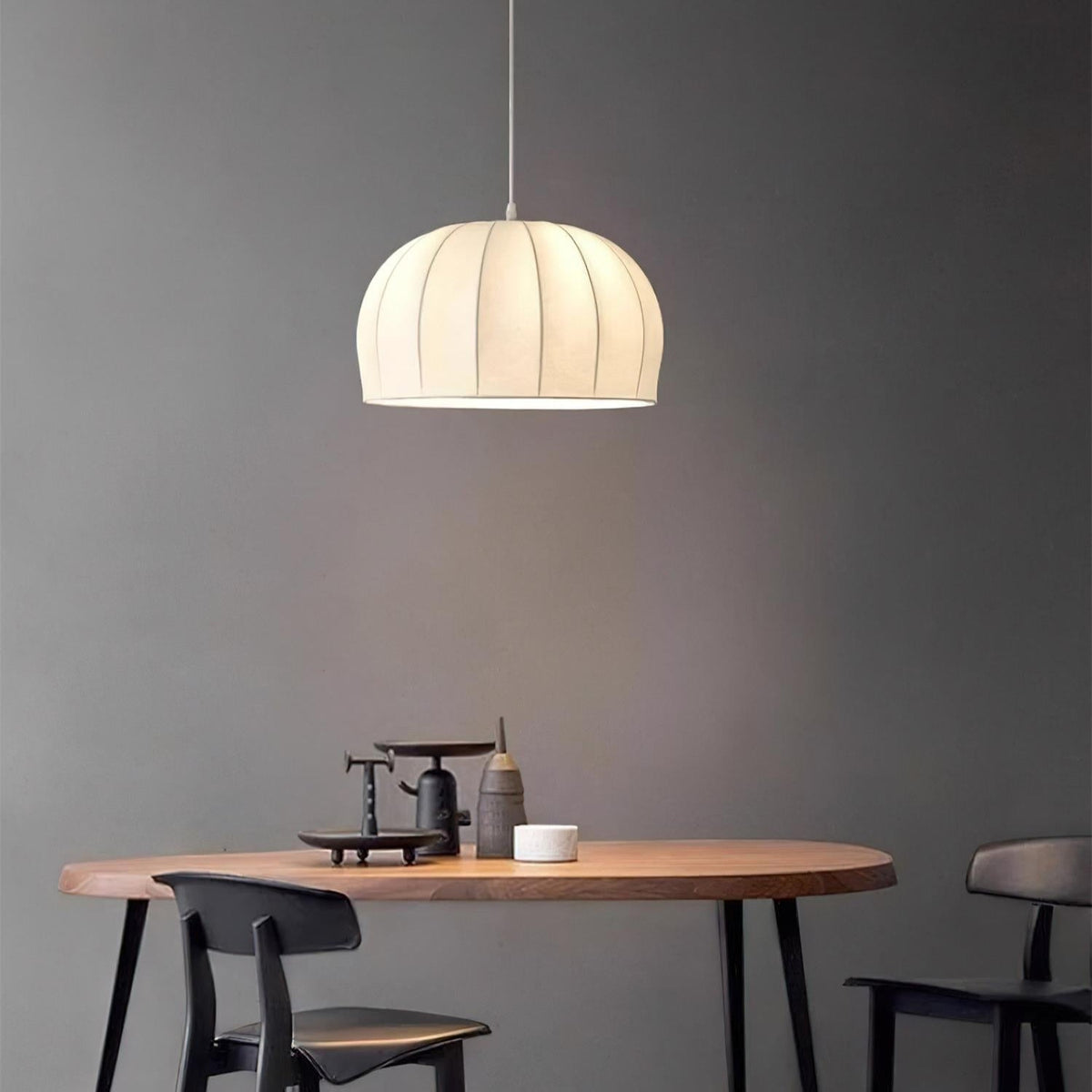 Nova White Fabric Dome Pendant Light-Neutral Decor