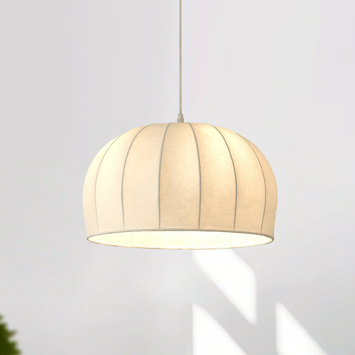 Nova White Fabric Dome Pendant Light-Neutral Decor