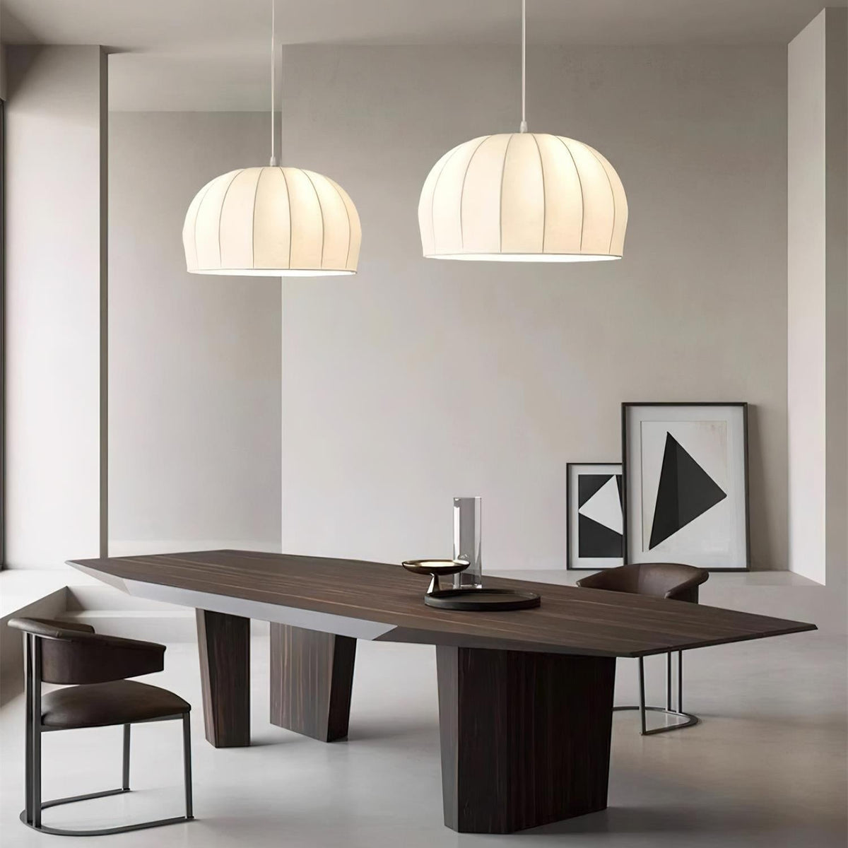 Nova White Fabric Dome Pendant Light-Neutral Decor