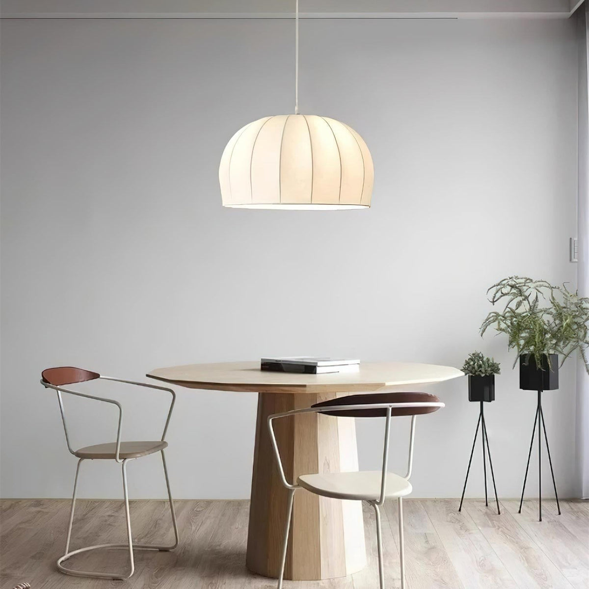Nova White Fabric Dome Pendant Light-Neutral Decor
