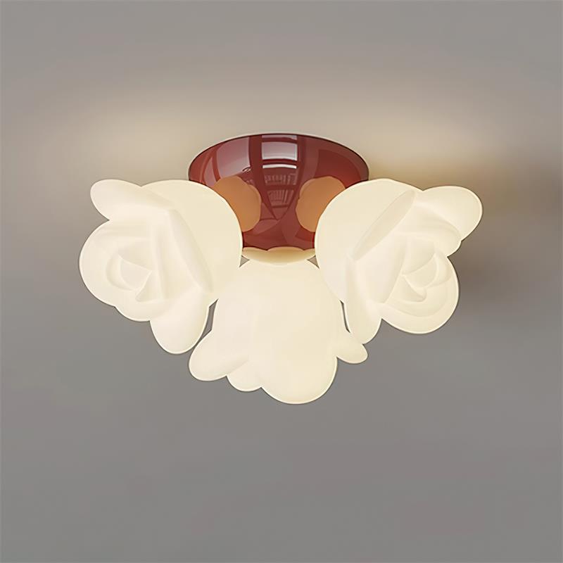 Ceiling Light Metal Canopy and PE Rose Shape Floral Artistic Accent-Neutral Decor