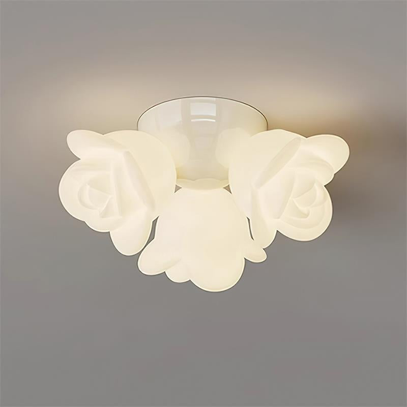 Ceiling Light Metal Canopy and PE Rose Shape Floral Artistic Accent-Neutral Decor
