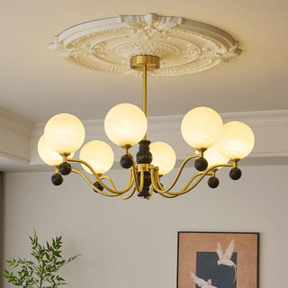 Ershaan Lustre Sphérique Vintage en Laiton et Bois