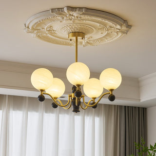 Ershaan Lustre Sphérique Vintage en Laiton et Bois