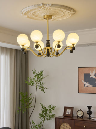 Ershaan Lustre Sphérique Vintage en Laiton et Bois
