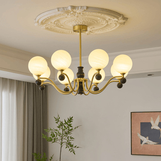 Ershaan Lustre Sphérique Vintage en Laiton et Bois