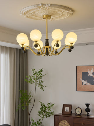 Ershaan Lustre Sphérique Vintage en Laiton et Bois