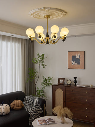 Ershaan Lustre Sphérique Vintage en Laiton et Bois