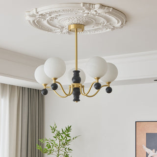 Ershaan Lustre Sphérique Vintage en Laiton et Bois
