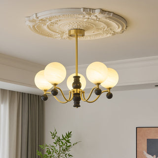 Ershaan Lustre Sphérique Vintage en Laiton et Bois