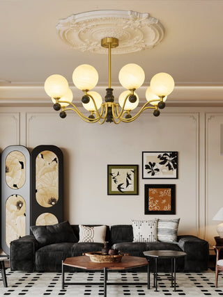Ershaan Lustre Sphérique Vintage en Laiton et Bois