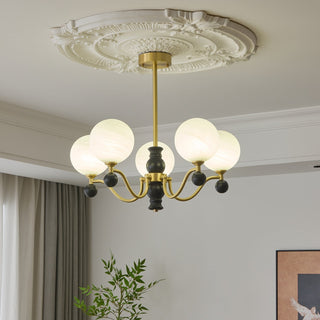 Ershaan Lustre Sphérique Vintage en Laiton et Bois