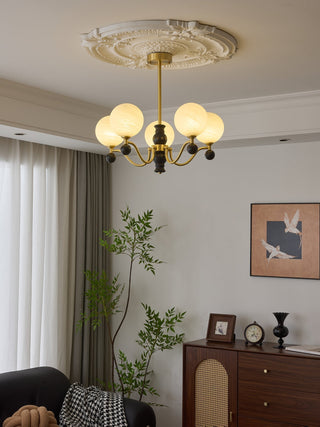 Ershaan Lustre Sphérique Vintage en Laiton et Bois