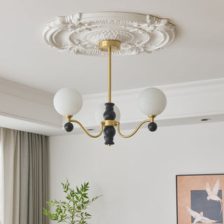Ershaan Lustre Sphérique Vintage en Laiton et Bois