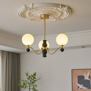 Ershaan Lustre Sphérique Vintage en Laiton et Bois
