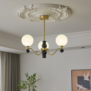 Ershaan Lustre Sphérique Vintage en Laiton et Bois