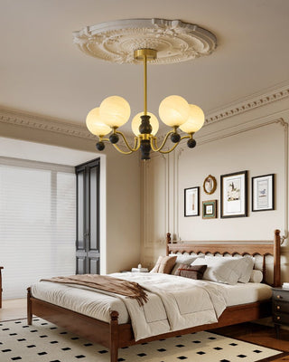 Ershaan Lustre Sphérique Vintage en Laiton et Bois