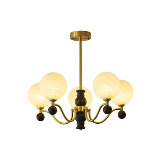 Ershaan Lustre Sphérique Vintage en Laiton et Bois