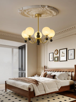 Ershaan Lustre Sphérique Vintage en Laiton et Bois