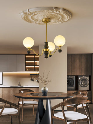 Ershaan Lustre Sphérique Vintage en Laiton et Bois